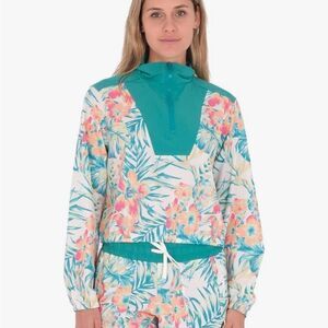 Hurley Kat Printed Windbreaker Tropical Floral Jacket size small